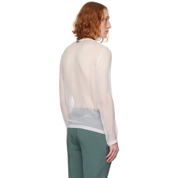  드리스 반 노튼 Dries Van Noten White Sheer Long Sleeve T-Shirt 241358M192014