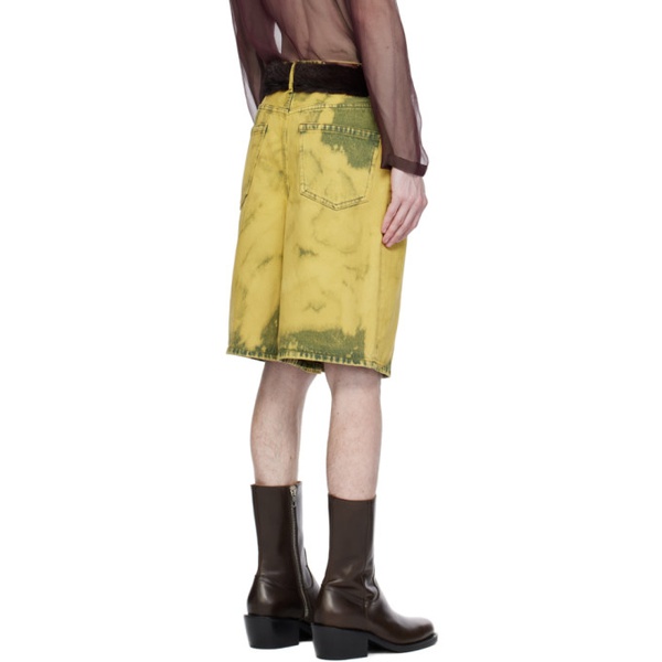  드리스 반 노튼 Dries Van Noten Green Garment-Dyed Denim Shorts 241358M193033