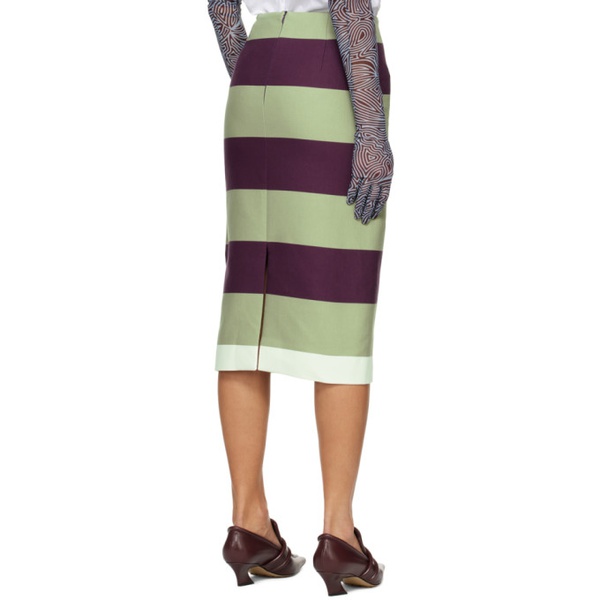  드리스 반 노튼 Dries Van Noten Purple & Green Salby Midi Skirt 241358F092025