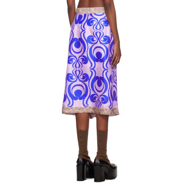  드리스 반 노튼 Dries Van Noten Blue & Purple Draped Midi Skirt 241358F092018