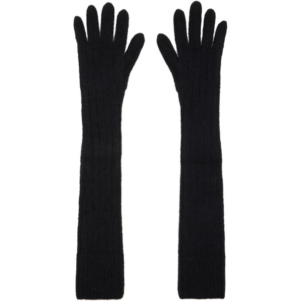  드리스 반 노튼 Dries Van Noten Black Long Ribbed Gloves 222358M135007