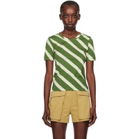 드리스 반 노튼 Dries Van Noten Green Striped T-Shirt 241358F110002