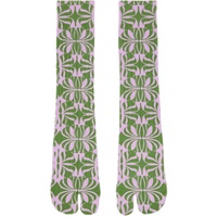 드리스 반 노튼 Dries Van Noten Green & Purple Printed Tabi Socks 241358F076000