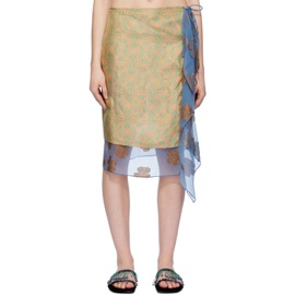 드리스 반 노튼 Dries Van Noten Blue & Pink Wrap Midi Skirt 241358F092014