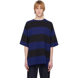 드리스 반 노튼 Dries Van Noten Black & Blue Striped T-Shirt 231358M213034