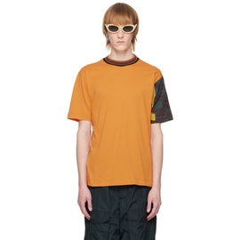 드리스 반 노튼 Dries Van Noten Orange Patchwork Sleeve T-Shirt 231358M213037