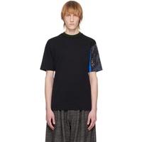 드리스 반 노튼 Dries Van Noten Black Patchwork Sleeve T-Shirt 231358M213036