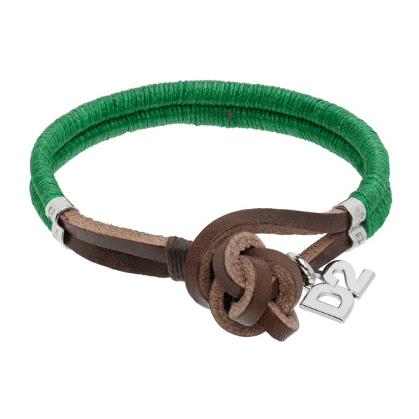  디스퀘어드2 Dsquared2 Green Braided Leather Bracelet 231148M142027