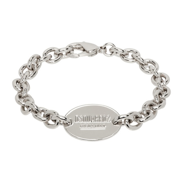  디스퀘어드2 Dsquared2 Silver D2 Tag Chain Bracelet 232148M142002