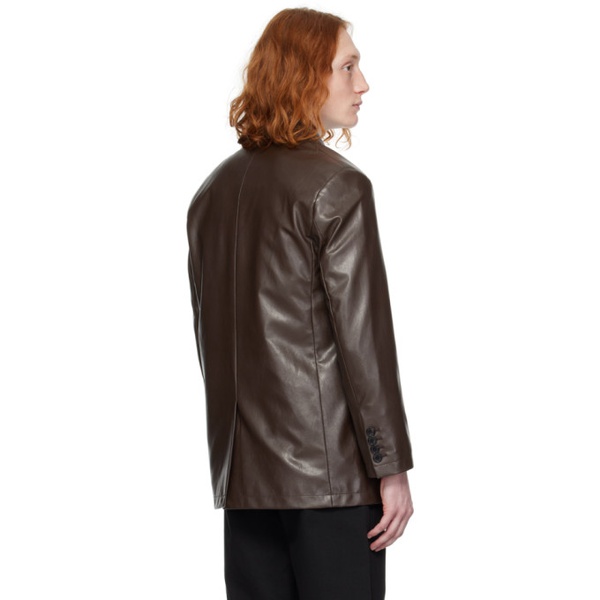  Dunst Brown 2 Button Faux-Leather Blazer 241965M195001