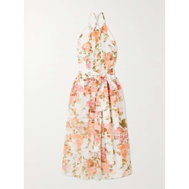 에르뎀 ERDEM Zinnia tie-belt floral-print silk and cotton-blend voile midi dress 790763920