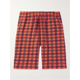 ERL Straight-Leg Distressed Checked Cotton-Jersey Shorts 1647597314988714
