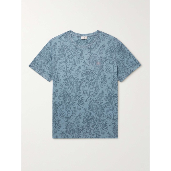  에트로 ETRO Logo-Embroidered Paisley-Print Cotton-Jersey T-Shirt 1647597310454688