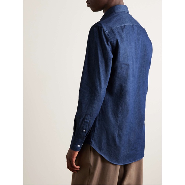  에트로 ETRO Button-Down Collar Logo-Embroidered Cotton-Chambray Shirt 1647597323043471