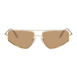에크하우스 라타 Eckhaus Latta SSENSE Exclusive Gold The Speed Sunglasses 241830F005006