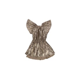 Little Eleven Paris Girls Gold Beren Dress Short 17F5DR06 M69