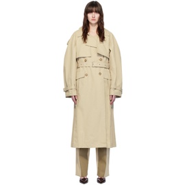 Elleme Beige Double-Breasted Trench Coat 241790F067000