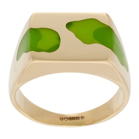 Ellie Mercer Gold & Green Two Piece Ring 241979M147013