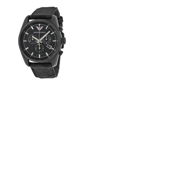  Emporio Armani Sport Chronograph Black Dial Black Canvas Mens Watch AR6051