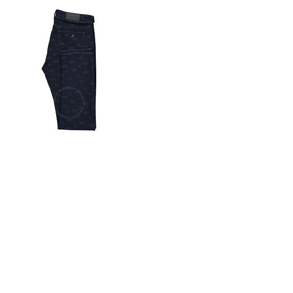  Emporio Armani Mens All-Over Eagle Logo Embroidered Cotton-Blend Straight-Leg Jeans 6L1J75-1DMAZ-0920
