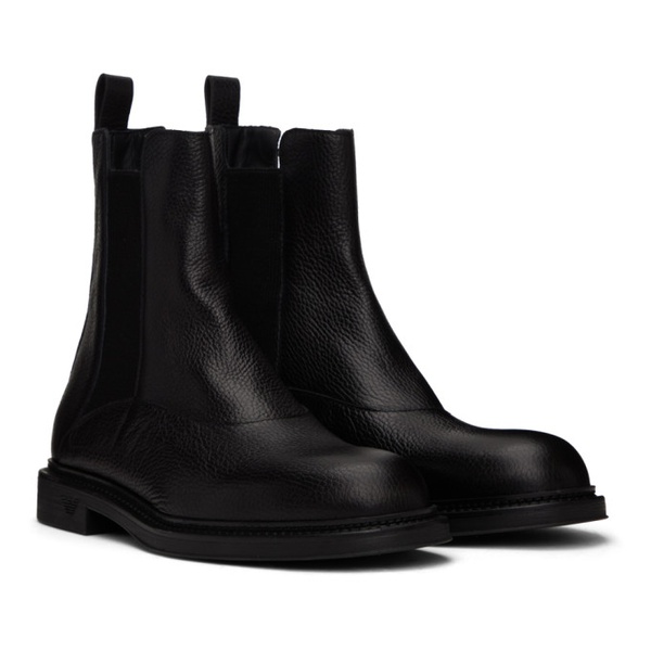  Emporio Armani Black Paneled Chelsea Boots 232951M223000