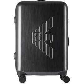 Emporio Armani Gray Embossed Eagle Medium Suitcase 241951M173001
