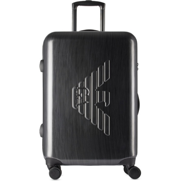  Emporio Armani Gray Embossed Eagle Medium Suitcase 241951M173001