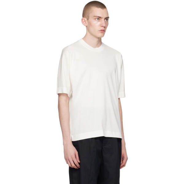  Emporio Armani 오프화이트 Off-White Embroidered T-Shirt 241951M213009