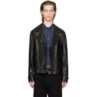 Emporio Armani Black Plonge Leather Jacket 241951M175004