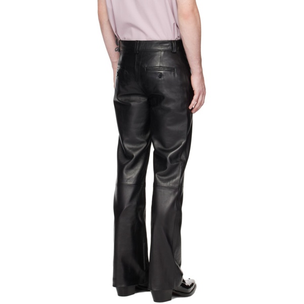  어니스트 더블유 베이커 Ernest W. Baker Black Flared Leather Trousers 231600M189002