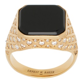 어니스트 더블유 베이커 Ernest W. Baker Gold Diamond Quilted Stone Ring 232600M147009