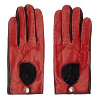 어니스트 더블유 베이커 Ernest W. Baker Black & Red Contrast Leather Driving Gloves 241600M135001