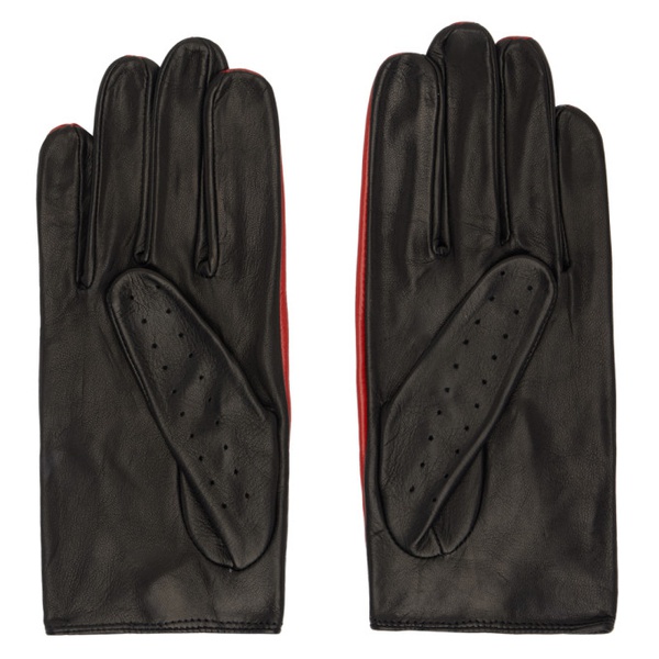  어니스트 더블유 베이커 Ernest W. Baker Black & Red Contrast Leather Driving Gloves 241600M135001