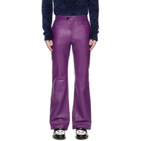 어니스트 더블유 베이커 Ernest W. Baker Purple Flared Leather Trousers 231600M189003