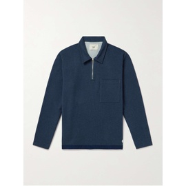 FOLK Signal Chambray-Trimmed Cotton-Jersey Half-Zip Sweatshirt 1647597331620819