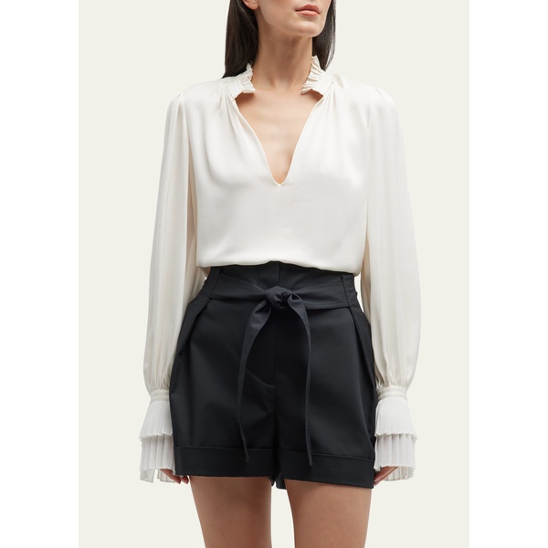  FRAME V-Neck Pleated Cuff Top 4472655