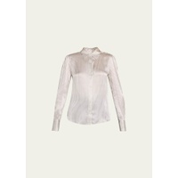 FRAME Victorian Striped Button-Front Silk Shirt 4617539