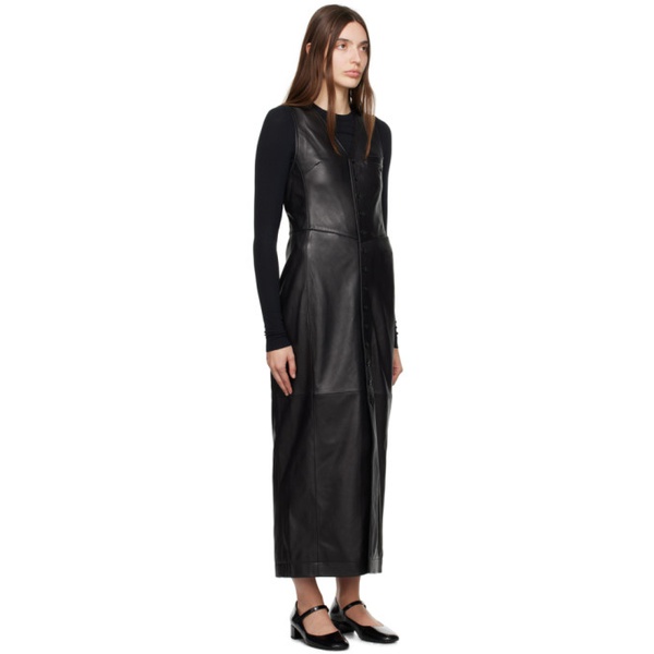  FRAME Black Vest Leather Midi Dress 241455F054000