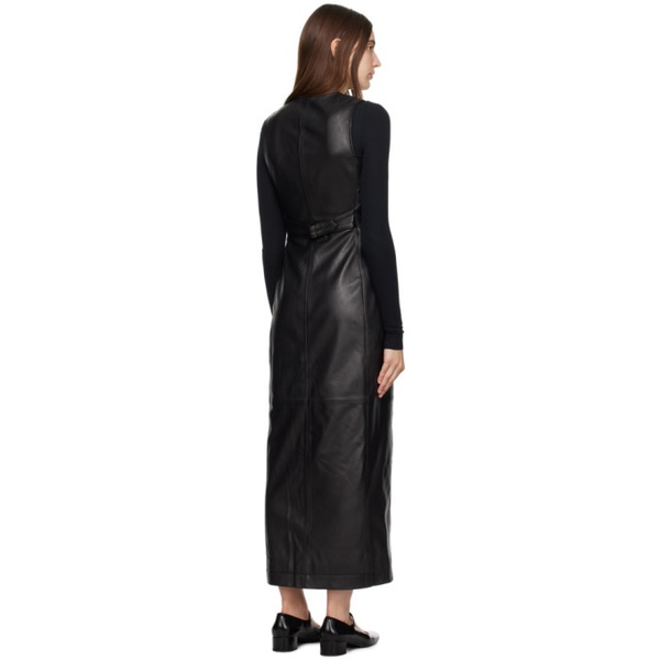  FRAME Black Vest Leather Midi Dress 241455F054000