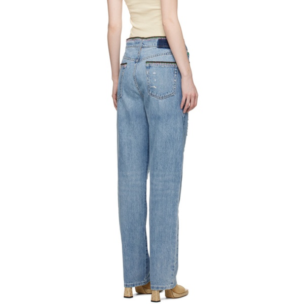  FRAME Blue Julia Sarr-Jamois 에디트 Edition Baggy Low Rise Straight Jeans 232455F069030