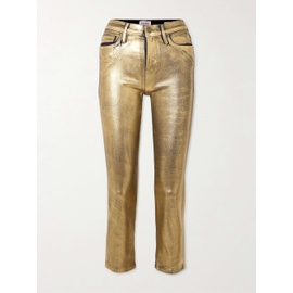 FRAME Le High Straight metallic cropped high-rise straight-leg jeans 790764455