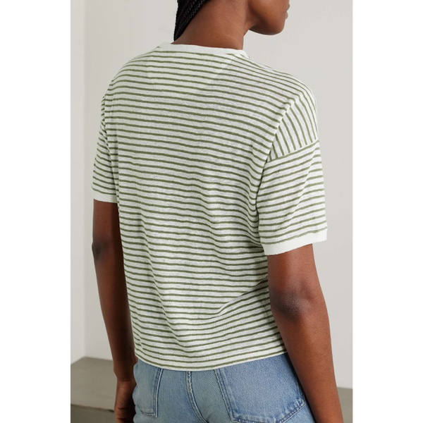  FRAME + NET SUSTAIN striped organic linen-jersey T-shirt 790769713