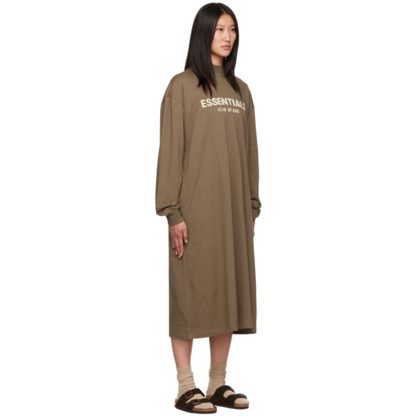  피어오브갓 Fear of God 에센셜 ESSENTIALS Brown Long Sleeve Midi Dress 222161F052007
