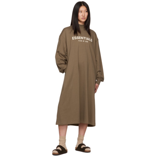  피어오브갓 Fear of God 에센셜 ESSENTIALS Brown Long Sleeve Midi Dress 222161F052007