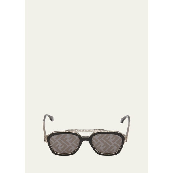 펜디 펜디 Fendi Mens Monogram Acetate Double-Bridge Sunglasses 4500636