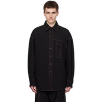 펑첸왕 Feng Chen Wang Black Contrast Stitching Shirt 232107M192002