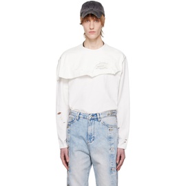 펑첸왕 Feng Chen Wang White Distressed Long Sleeve T-Shirt 231107M213000