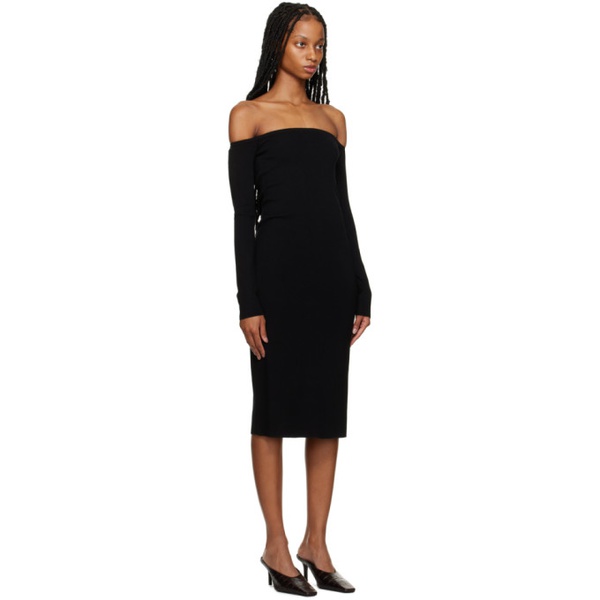  Filippa K Black Off-The-Shoulder Midi Dress 231072F054006