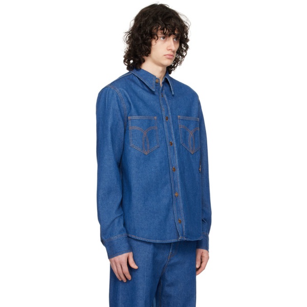  Fiorucci Blue Patch Denim Shirt 241604M192008