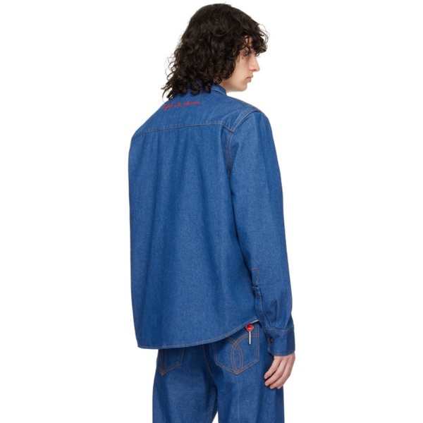  Fiorucci Blue Patch Denim Shirt 241604M192008